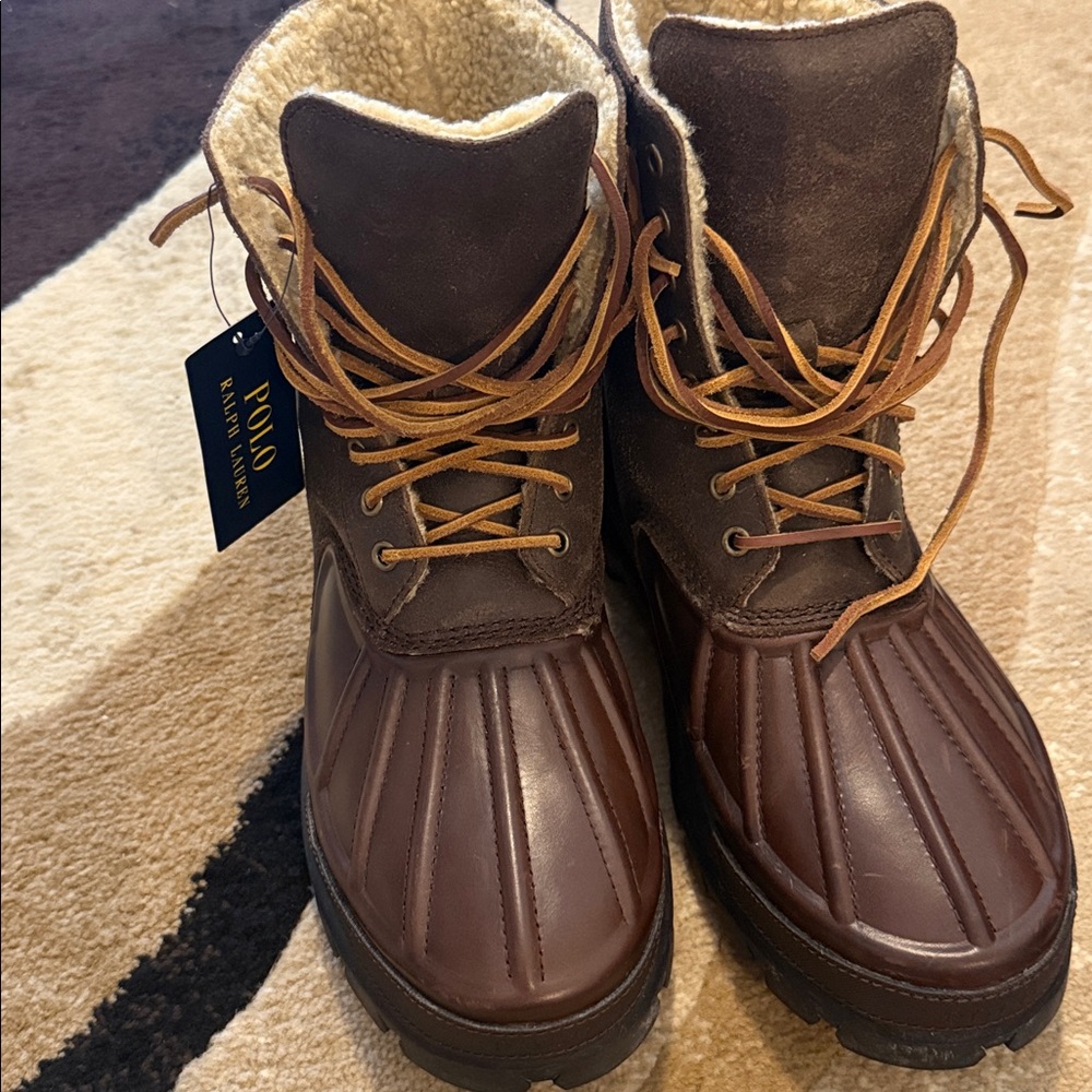 Polo by Ralph Lauren Brown Shearling-Lined Boots